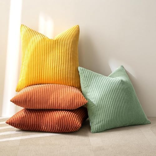 MIULEE Fall Decorative Throw Pillow Covers Yellow Rust Green 24x24 - Image 4