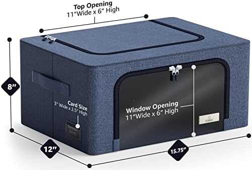 Sorbus Clothes Storage Bins, Clear Window & Handles (Medium, 2 Pack, Blue) - Image 3
