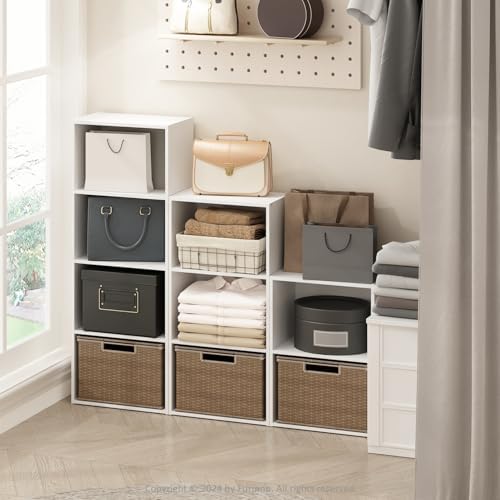 Furinno Reed Closet Organizers and Storage, 3-Tier Closet Organizer, Open Shelf Closet Storage, for Wardrobe, Bedroom, Living Room, White - Image 2