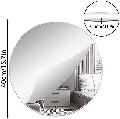 16'' Round Wall Mirror Tiles Self Adhesive Circle Mirror for Wall - Image 2