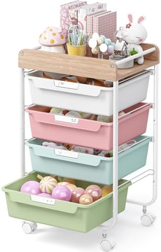 SYKIARIOL Rolling Storage Utility Cart with 4 Drawers,Art Cart,Colorful by SYKIARIOL