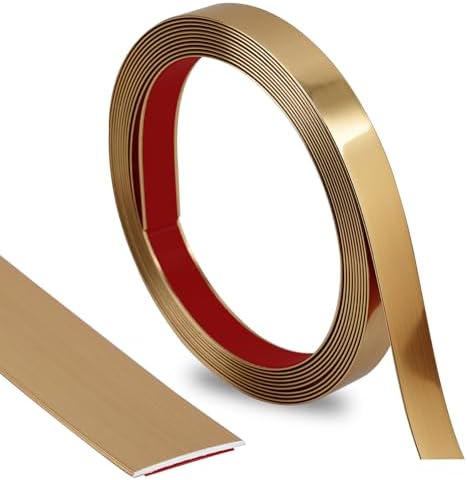 Lunghaa Peel and Stick Finish Molding Trim, Flexible Decoration Strip for Wall Tile Edge, Mirror, Cabinet, Furniture and DIY Home Decoration (Brushed Gold, 16.4 ft x 0.8 in) by LunghaaHomeDecor