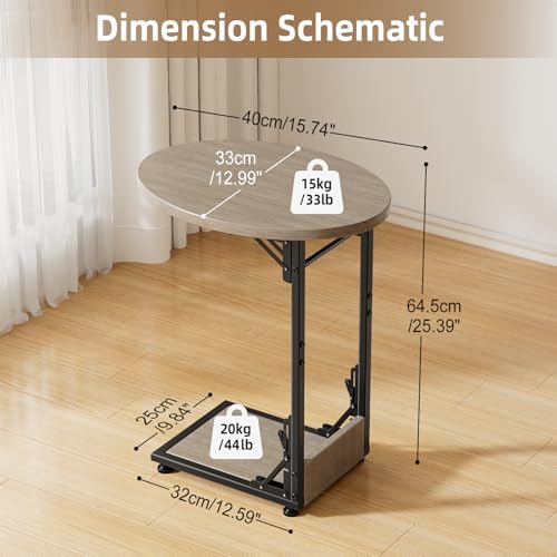 Elbourn Folding Side Table End Couch Tables, C-Shaped TV Stand for Sofa - Image 3