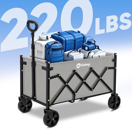 Sekey Lightweight Collapsible Wagon, 220 lb Capacity, Quick-Fold Cart - Image 3