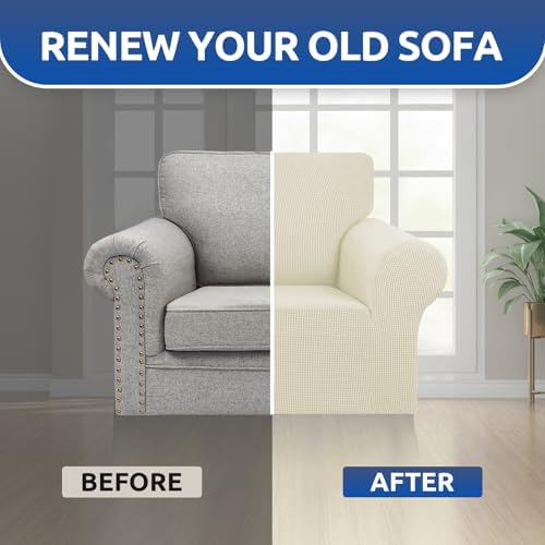 KEKUOU Stretch Chair Sofa Slipcover, Single Couch Cover,Beige - Image 5