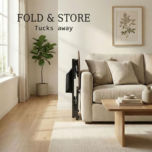 Foldable C Shaped End Table, 15.7" Couch Side Table with Storage Pocket, Slides Under Sofa - Image 4