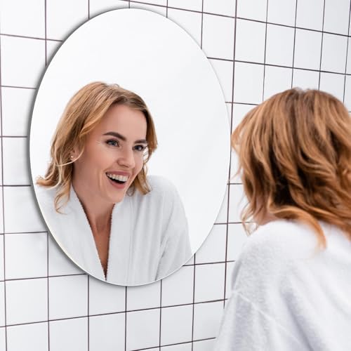 JUNEBRUSHS Oval Mirror, Acrylic Oval Bathroom Mirrors 17x14 Inchs - Image 6