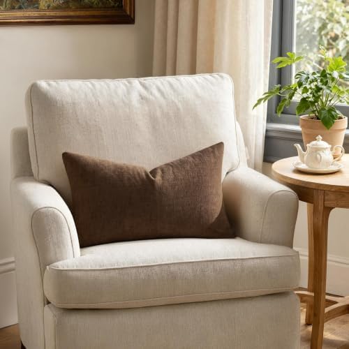 MIULEE Beaver Fur Chenille Couch Lumbar Throw Pillow Covers, 12x20 - Image 4