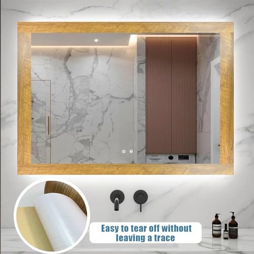 YESUS Dark Grey Wood Grain 3D 10M Wallpaper Frame Removable PVC Waterproof Peel and Stick Wallpaper,Bathroom Frame Sticker Wall Decor (Yellow, 2" x 393") - Image 5