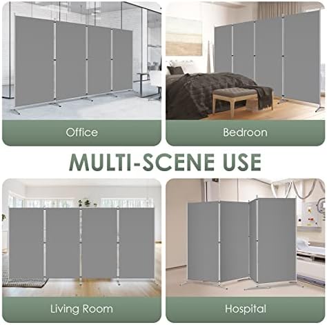 RANTILA 4 Panel Room Divider, 6 Ft Tall Folding Privacy Screen Room Dividers, Freestanding Room Partition Wall Dividers, 136''W x 20''D x 71''H, Grey - Image 6