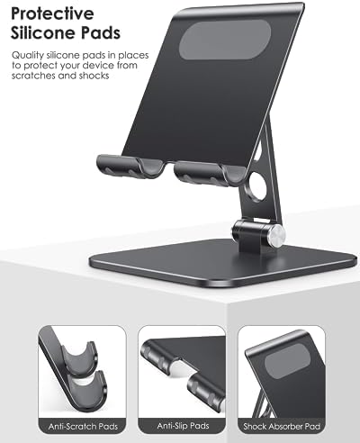 OMOTON Upgraded Adjustable Tablet Stand Holder, Heavy Duty Foldable Portable Monitor Stand, Travel Essentials for iPad Pro/Air/Mini, Surface Pro, 4.7''-15.6', Black - Image 4