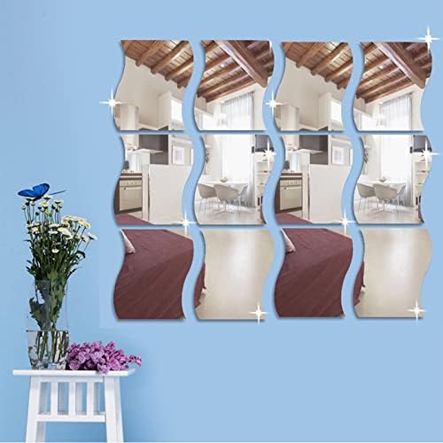 12PCS Wavy Mirror Wall Stickers Decor, 3D Art DIY Home Decorative Acrylic Mirror for Home Living Room Bedroom Sofa TV Setting Wall Decoration Decor(6.3 * 6.7inches)… - Image 5