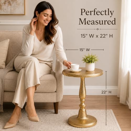 CLEENTABLE Gold Metal End Table, Modern Side Table, 15 x 22 - Image 4