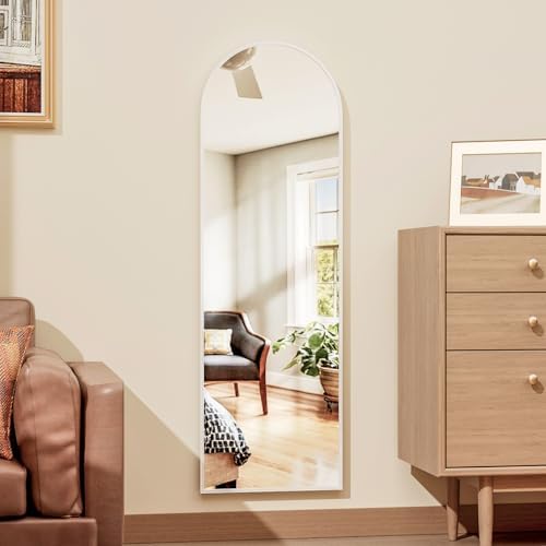 Rowjut Full Length Door Mirror, Wall Mounted Wall Mirrors, 50"X16" Arched Behind Door Mirror for Use in Living Rooms, Rooms, Bedrooms, Cloakrooms, etc. Durable & Stylish Home Decor (White) - Image 2