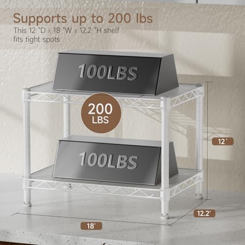 Golpart Small 2 Tier Shelves Storage Wire Shelving Unit Metal Shelf Gasket - Image 3