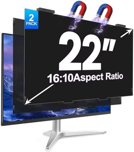 2Pack Magnetic 22 Inch Privacy Screen for Computer Monitor 16:10 Aspect Ratio, Hanging Removable Anti-Blue/Glare Protector Film, Anti Spy Desktop Security Private Filter 22in by HOME