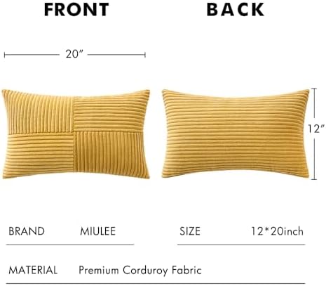 MIULEE Golden Mustard Decorative Lumbar Throw Pillow Covers 12x20 in 2 Pack - Image 6