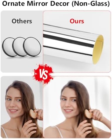 12 Pack Flexible Mirror Sheets 12x12 Inch Self Adhesive Non-Glass Mirror Tiles, Cuttable Shatterproof Acrylic Stickers, Safe Reflective Film for DIY Home Wall Decor Kitchen Bedroom - Image 3