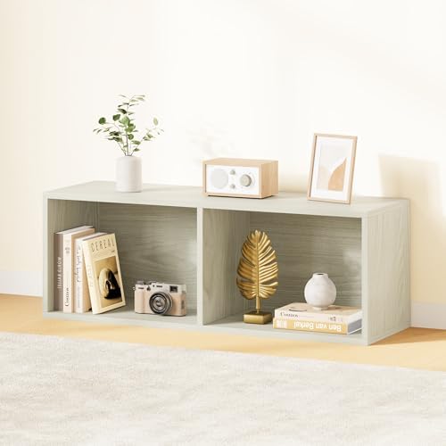 IOTXY DIY Modular Cubby Bookcase - Stackable 2-Cube Open Bookshelf, Oak - Image 2