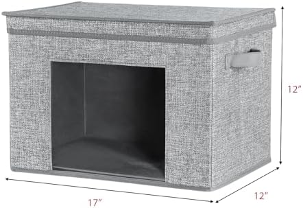 Univivi Fabric Foldable Storage Boxes Large Storage Bins with Lids [4-Pack] Collapsible Storage Cubes, Closet Organizers and Storage Cubes for Home, Bedroom, Closet (Grey, 17“ x 12” x 12") - Image 2