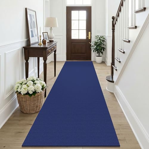 KOZYFLY Cotton Runners Rugs for Hallway 3x10, Wide Washable Runner Rug, Woven Non Slip Kitchen Runner, Braided Entryway Rug, Floor Carpet for Entry, Aisle, Hall, Deep Navy Blue by KOZYFLY