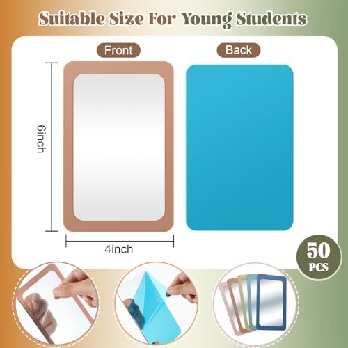 Dandat 50 Pcs 6x4 Shatter Proof Unbreakable Kids Mirrors, Morandi Color - Image 2