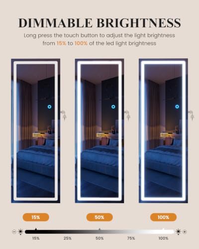 LVSOMT 42.5" Wall Mounted Jewelry Organizer with LED Mirror, White - Image 5