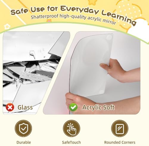 Acrylic Funny Mirror Set 4 Pack - Distortion Mirror for Sensory Exploration Self Recognition, Unbreakable Magic Mirror for Classroom Home Activity - Safe Rounded Edges - Image 4