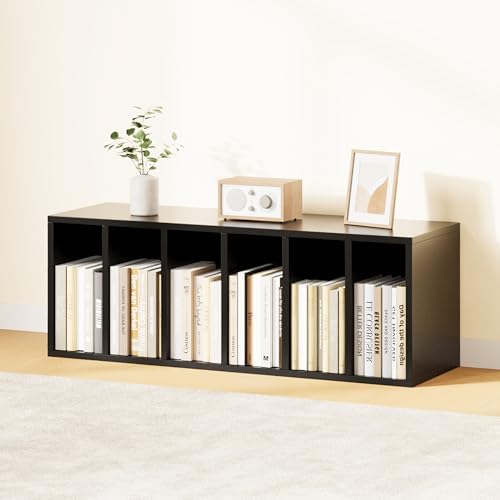 IOTXY DIY Modular Cubby Bookcase - Stackable 6-Cube Open Bookshelf, Black - Image 2