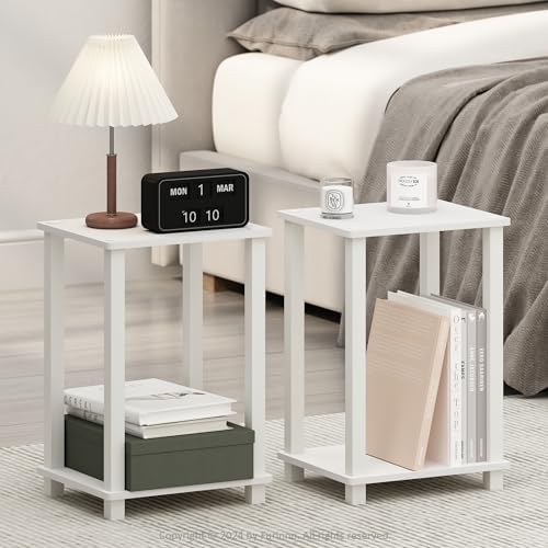 Furinno Simplistic Set of 2 Toolless 2-Tier Night Stand, White by Furinno-FitsYourSpaceFitsYourBudget