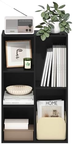 Furinno LUDER Book Shelf, 5-Cube Bookshelf, Reversible Bookcase, 9.4 x 19.5 x 31.5, Easy Assembly, for Living Room, Bedroom, Home Office, Blackwood - Image 5
