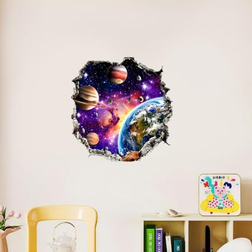 Space Wall Decals Peel and Stick, Galaxy Planet Solar System Wall Stickers, Removable Vinyl Outer Space Wall Decor, Kids Bedroom Nursery Classroom Wall Art, Astronaut Room Theme Home Decorations by ANNAQUEEN