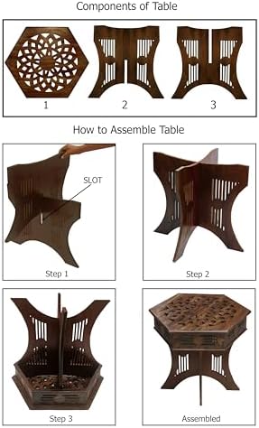 COTTON CRAFT Solid Wood End Table - Hand Carved Folding Moroccan Side Table - Image 7