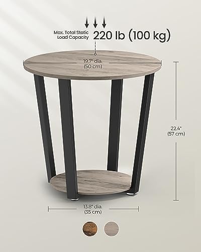 VASAGLE Round Side End Table, 2-Tier Accent Nightstand with Storage Shelf - Image 3