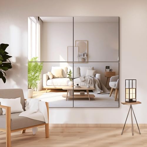 Delma Frameless Mirror Tiles 20"x20"x4 Pcs Wall Mounted by Delma