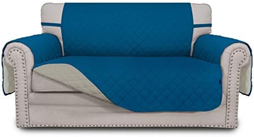 Easy-Going Reversible Couch Cover, 2 Cushion Sofa, Peacockblue/Beige by Easy-Going