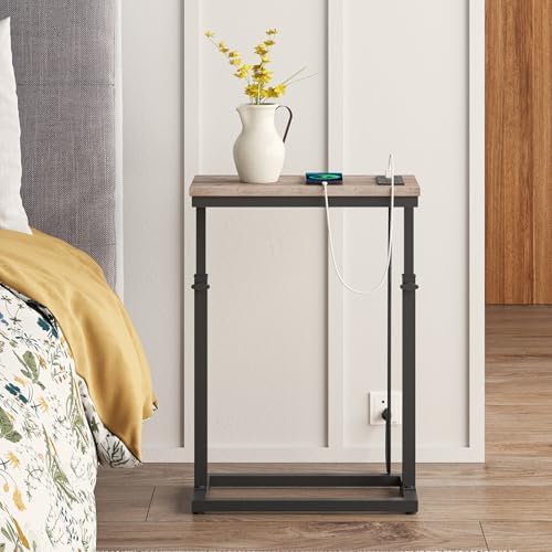 TUTOTAK End Table with Charging Station, Side Table, Tall Couch Table - Image 7