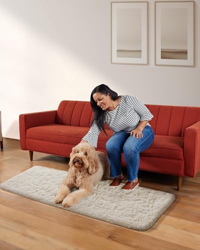 Ophanie Runner Rug for Hallway, 2x5 Upgrade Non-Slip Fluffy Soft Bedside Rugs, Bedroom Living Room Ivory Shaggy Carpet for Kids Girls Boys Dorm Nursery Home Decor Aesthetic - Image 6