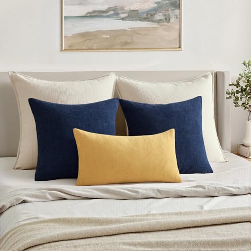 MIULEE Gold Chenille Couch Lumbar Throw Pillow Covers, 12x20 - Image 4