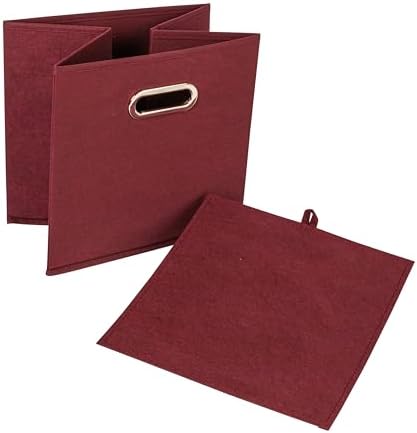 Household Essentials Fabric Storage Bins 6 Piece Set, Burgundy - Image 3