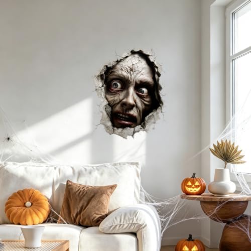 Creepy Face Wall Decals Peel and Stick Halloween Stickers, Horror Monster Removable Vinyl Wall Art for Bedroom Living Room Party Decor - Image 6