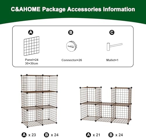 C&AHOME Wire Cube Storage, 6 - Cube Organizer Metal C Grids Units, Brown - Image 7