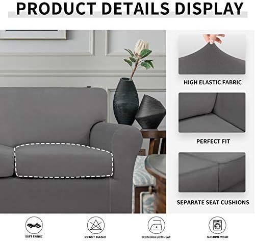 Easy-Going 3 Pieces Stretch Loveseat Couch Cover for 2 Cushion Washable - Image 4