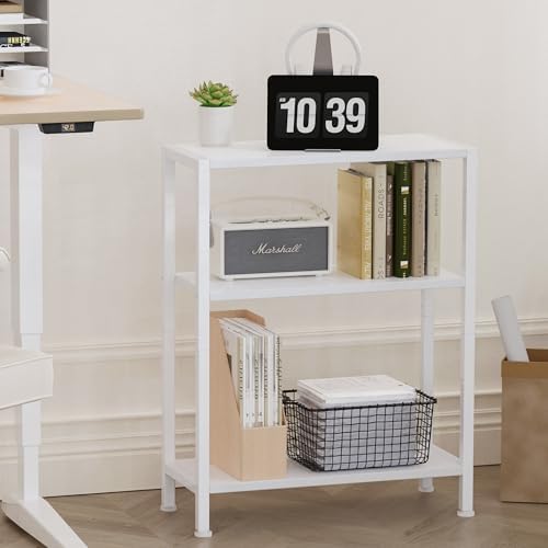 3-Tier Side Table Set of 2, Small End Table, Sofa Side Table for Narrow Spaces, Slim End Table, Nightstand Table, for Living Room Bedroom Office, White - Image 5