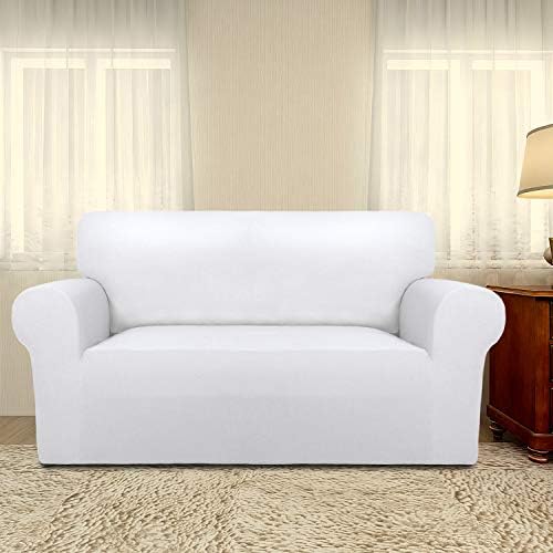 PureFit Stretch Loveseat Covers Fleece Couch Covers for Sofa White - Image 2