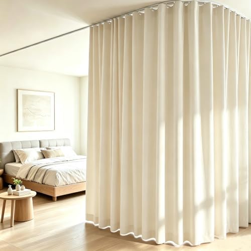 Room Divider Curtains Set, Extra Wide Blackout Curtains with Ceiling Track by HOMSCREENER