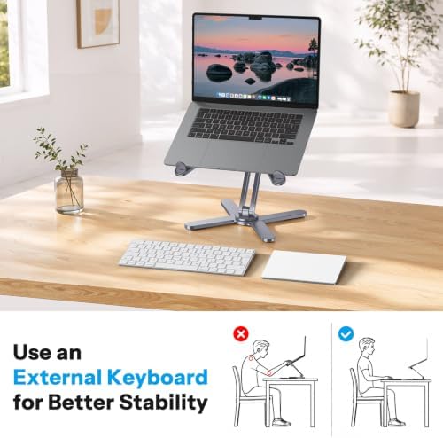 OMOTON LA10 360° Rotating Laptop Stand Riser Foldable for Desk, Space Grey - Image 4