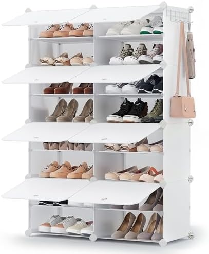 SONGMICS Shoe Rack, 8-Tier with Doors, 32-Pair Storage Cabinet by Unknown