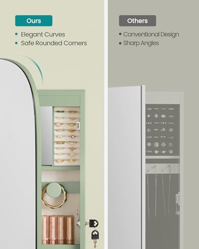 SONGMICS Jewelry Organizer, LED Jewelry Cabinet, Wall/Door Mounted - Image 3
