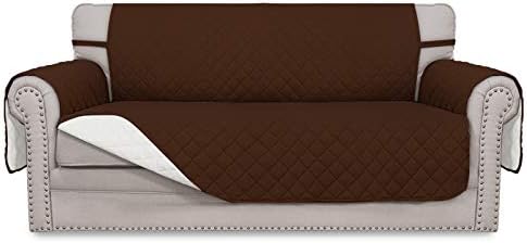 Easy-Going Sofa Slipcover Reversible Loveseat Sofa Cover Couch Cover for 2 Cushion Couch Furniture Protector with Elastic Straps for Pets Kids Dog Cat (Oversized Loveseat, Coffee/Ivory) by Easy-Going